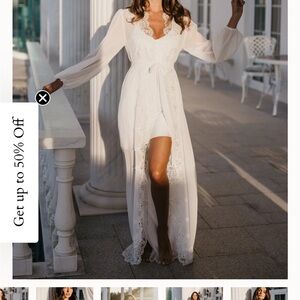 Layla Lace Trim Maxi bridal robe
